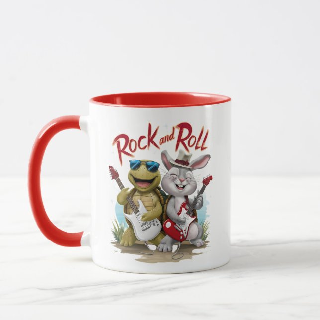 Rock And Roll Rabbit and Tortoise Jam Session Mug (Left)