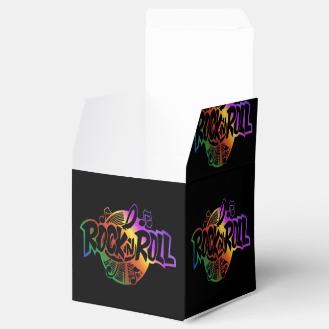 Rock and Roll Rainbow Music Pattern Cube Favour Bo Box (Opened)