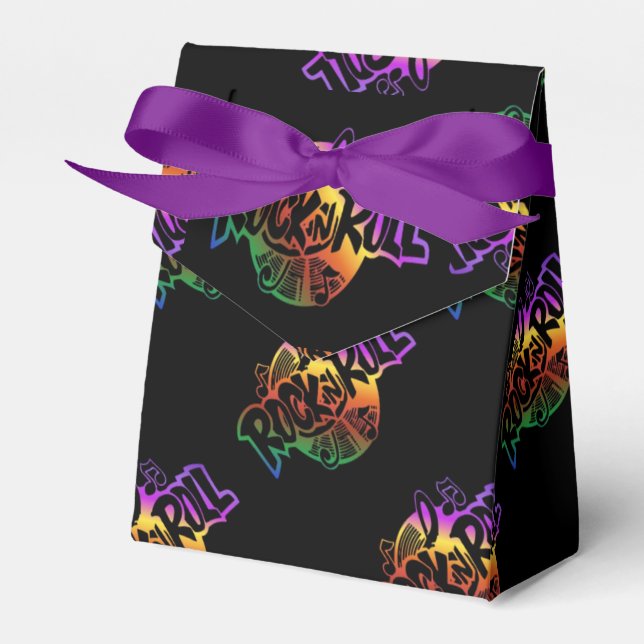 Rock and Roll Rainbow Music Pattern Favour Box (Front Side)