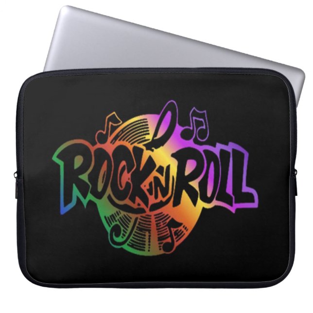Rock and Roll Rainbow Music Theme Laptop Sleeve (Front)