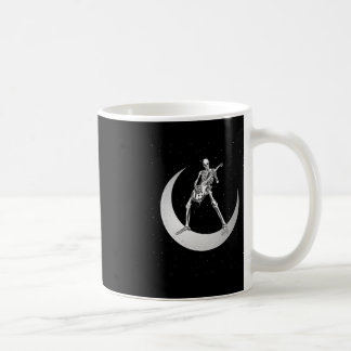 Rock And Roll Skeleton Playing Guitar Rock On Moon Coffee Mug