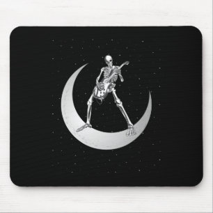 Rock And Roll Skeleton Playing Guitar Rock On Moon Mouse Mat