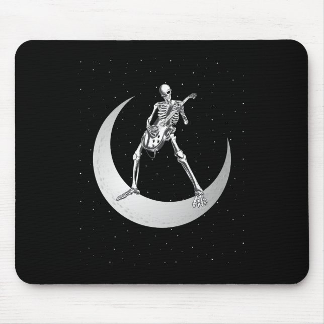 Rock And Roll Skeleton Playing Guitar Rock On Moon Mouse Mat (Front)