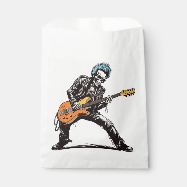 Rock and Roll Skeletons Birthday Party Favour Bags (Front)