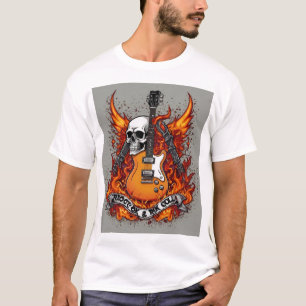 Rock and Roll Skull Tattoo T-Shirt – Edgy Skull &