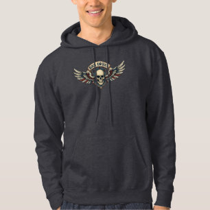 Rock And Roll Skull Winged Shield Hoodie