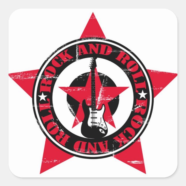 Rock and Roll Square Sticker (Front)