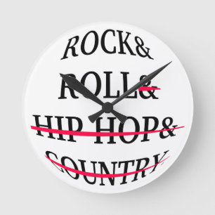 Rock and Roll Text Round Clock