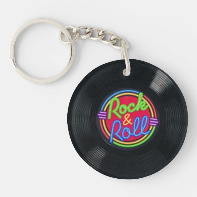 Rock and Roll Vintage Vinyl Key Chain (Front)