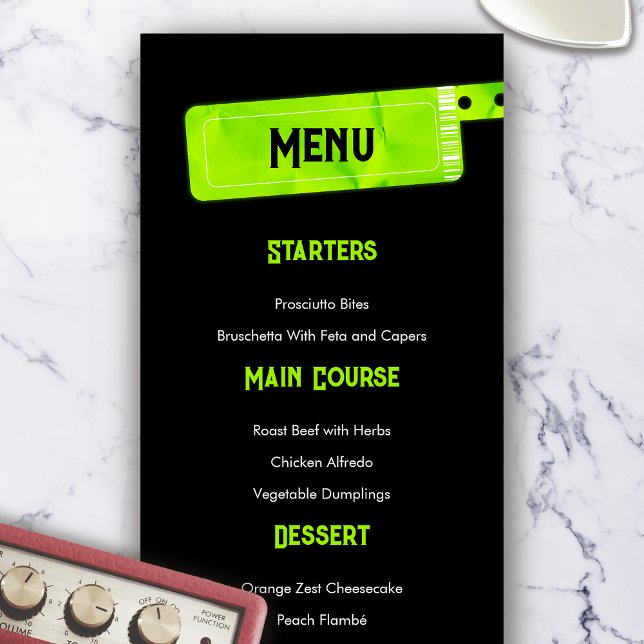 Rock and Roll Wedding Festival Wedding Menu (Wedding Ticket Boarding Pass Menu)