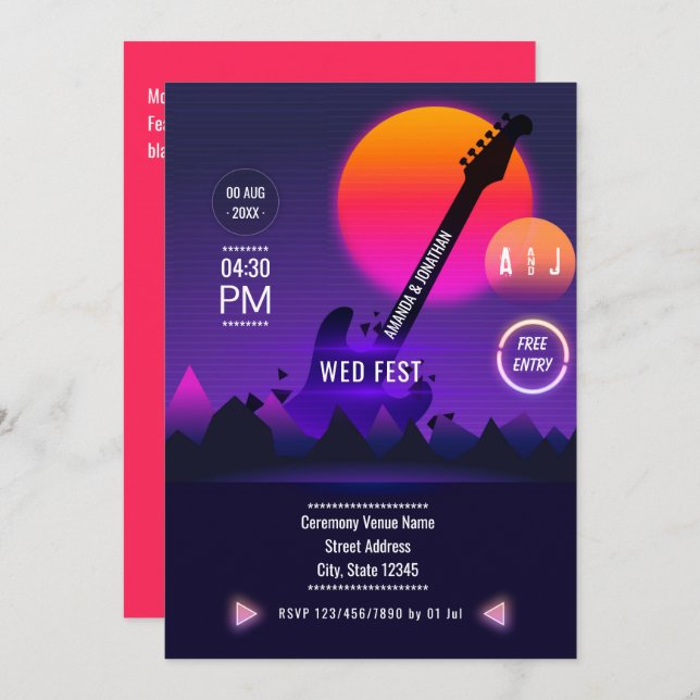Rock and Roll Wedding Invitation (Front/Back)