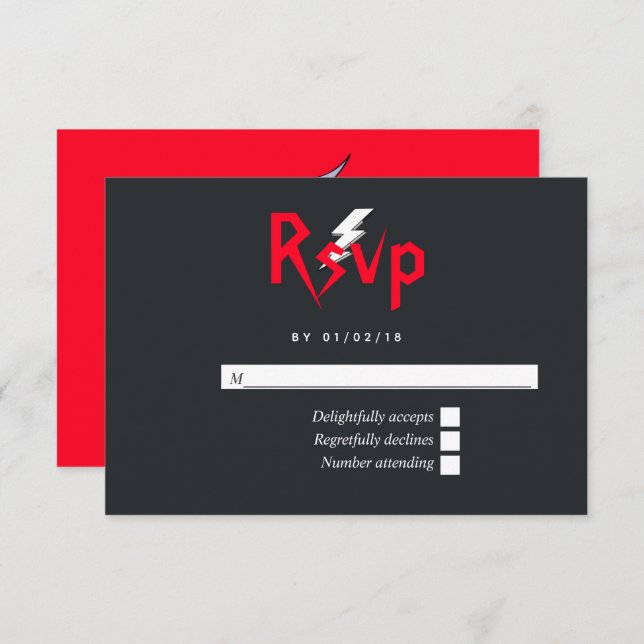 Rock and Roll Wedding Monogram RSVP Card (Front/Back)
