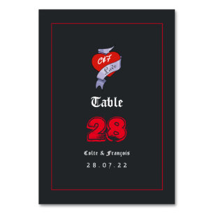 Rock and Roll Wedding Monogram Table Number