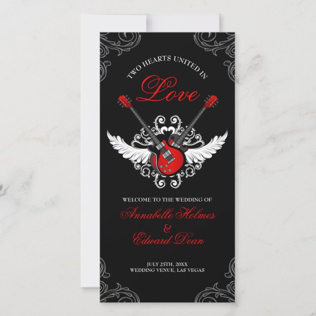 Rock and Roll Wedding Program (Front)