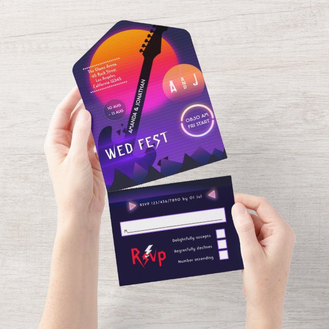 Rock and Roll Wedding Rockfest  All In One Invitation (Tearaway)