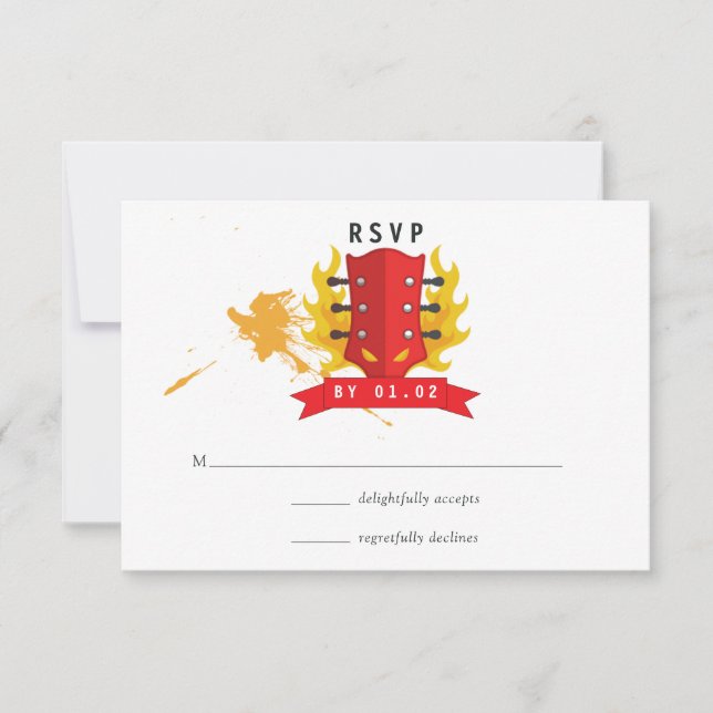 Rock and Roll Wedding RSVP Card (Front)