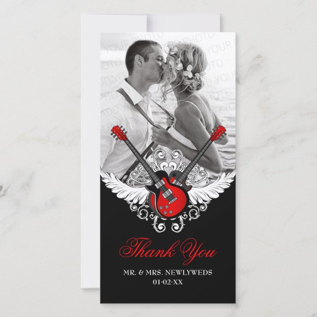 Rock and Roll Wedding Thank You Card (Front)