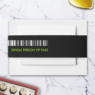 Rock and Roll Wedding Ticket Concert Boarding Pass Invitation Belly Band