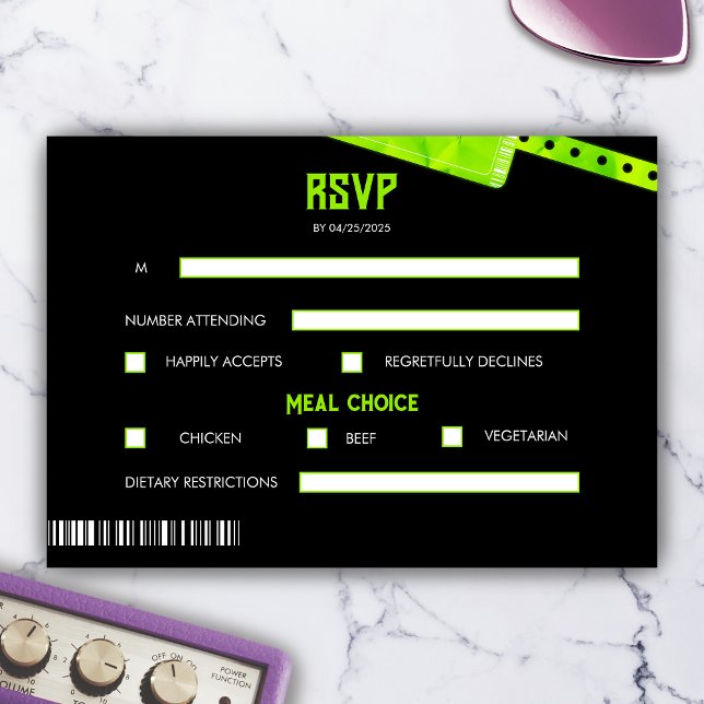 Rock and Roll Wedding Ticket Concert Boarding Pass RSVP Card (Wedding ticket boarding pass rsvp)