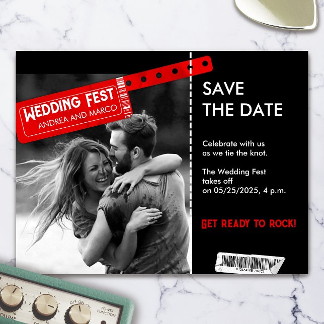 Rock and Roll Wedding Ticket Magnet Save the Date (Rock and Roll Wedding Ticket Concert Save the Date)