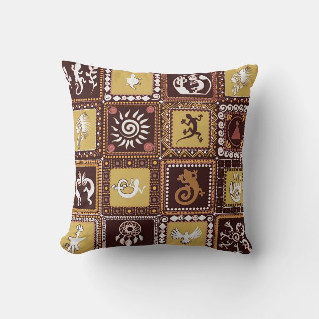Rock Art Imitation: Vintage Pattern. Cushion (Front)