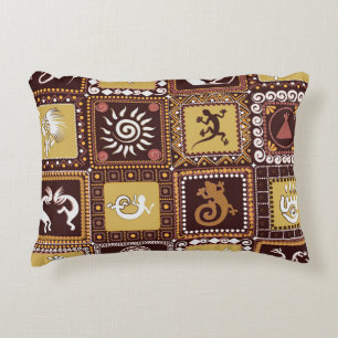 Rock Art Imitation: Vintage Pattern. Decorative Cushion
