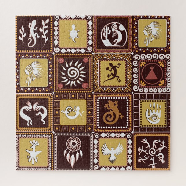 Rock Art Imitation: Vintage Pattern. Jigsaw Puzzle (Vertical)
