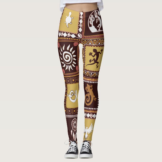 Rock Art Imitation: Vintage Pattern. Leggings (Front)