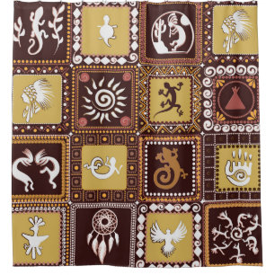 Rock Art Imitation: Vintage Pattern. Shower Curtain