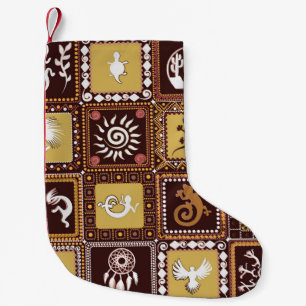 Rock Art Imitation: Vintage Pattern. Small Christmas Stocking
