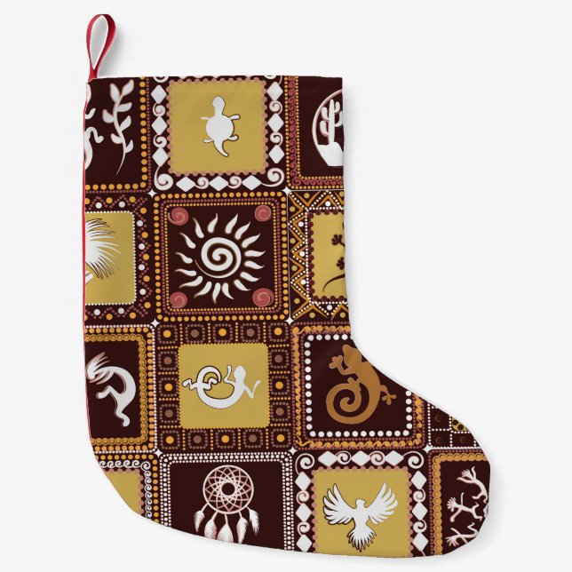 Rock Art Imitation: Vintage Pattern. Small Christmas Stocking (Front)