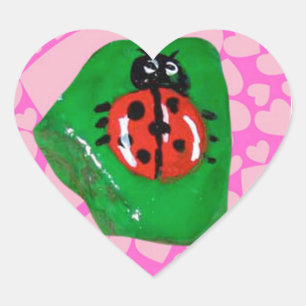 Rock Art, Ladybug Heart Sticker