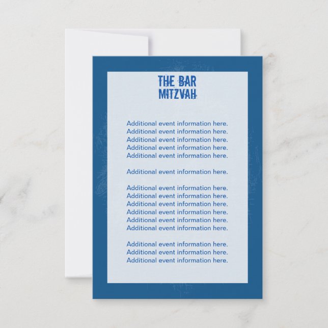 Rock Band Bar Mitzvah Info Card in Blue (Front)