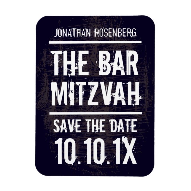 Rock Band Bar Mitzvah Save the Date Magnet, Black Magnet (Vertical)