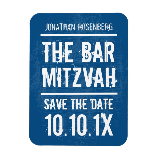 Rock Band Bar Mitzvah Save the Date Magnet, Blue Magnet (Vertical)