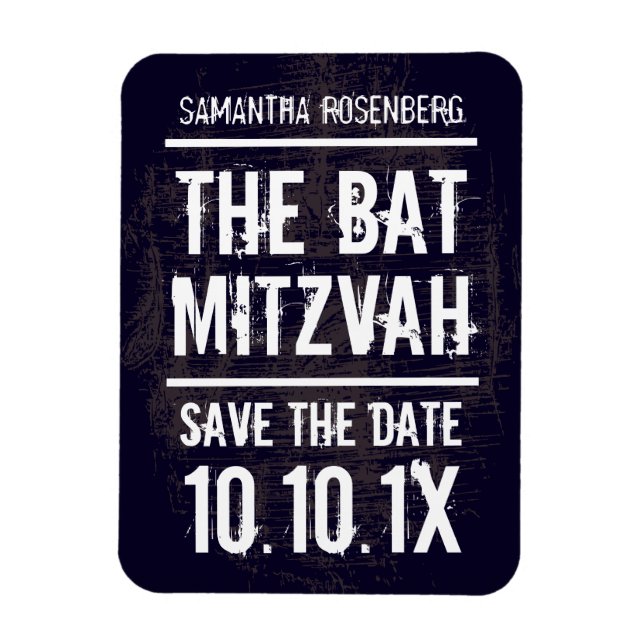 Rock Band Bat Mitzvah Save the Date Magnet, Black Magnet (Vertical)