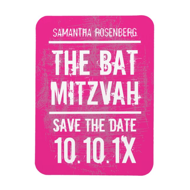 Rock Band Bat Mitzvah Save the Date Magnet, Pink Magnet (Vertical)