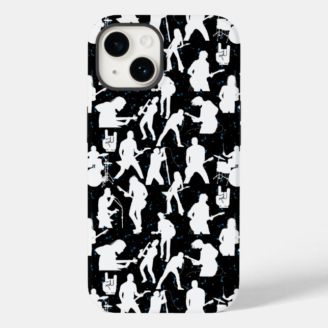 Rock Band Silhouette Pattern.w Black BG Case-Mate iPhone Case (Back)