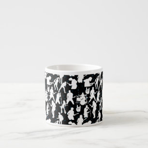 Rock Band Silhouette Pattern.w Black BG Espresso Cup