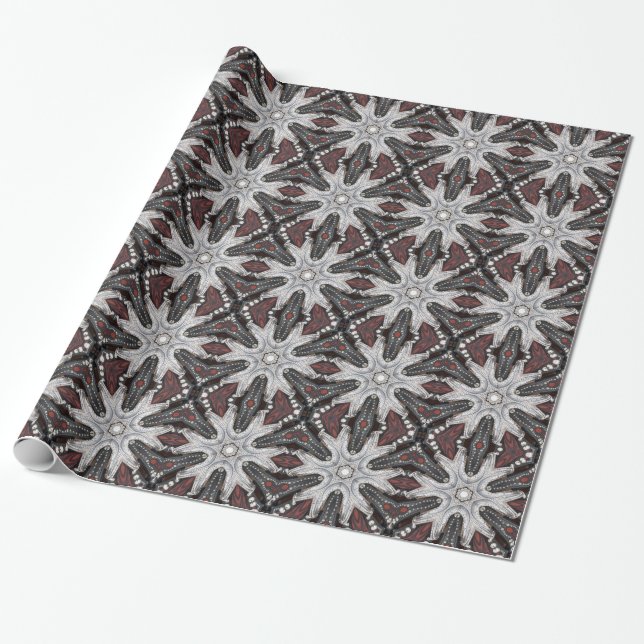 Rock Biker Western Studded tooled Leather Wrapping Paper (Unrolled)