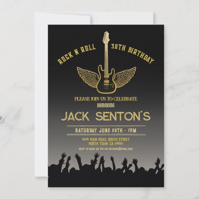 Rock Birthday Party Festival Guitar Music Invite (Front)