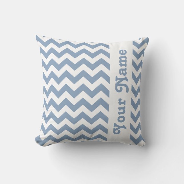 Rock Blue Safari Chevron with custom text Cushion (Front)