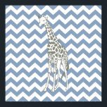 Rock Blue Safari Chevron with Pop Art Giraffe Poster<br><div class="desc">Mod Chevron pattern in Emporio Moffa's Safari Moods colour palette,  with pop art giraffe on one side.</div>