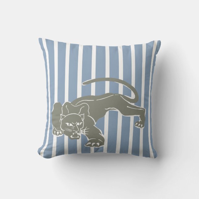 Rock Blue Safari Stripe Pillow with Leopard (Front)