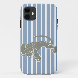 Rock Blue Safari Stripe with Leopard iPhone 11 Case