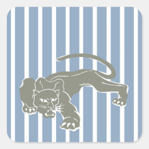 Rock Blue Safari Stripe with Leopard Square Sticker