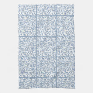 Rock Blue Safari Zebra, tiled design Tea Towel