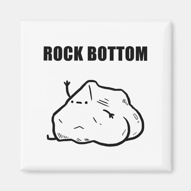Rock Bottom Funny Geology Pun Magnet (Front)