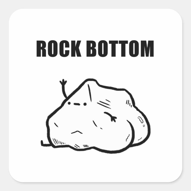 Rock Bottom Funny Geology Pun Sticker (Front)