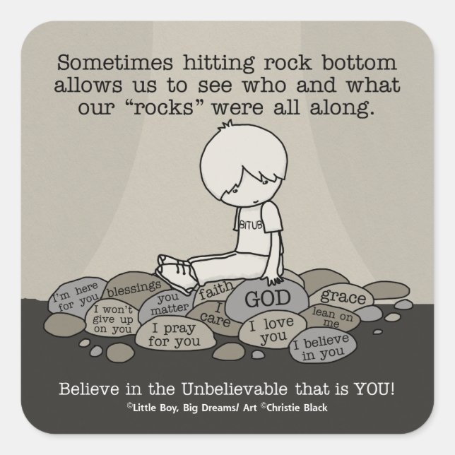 Rock Bottom Square Sticker (Front)
